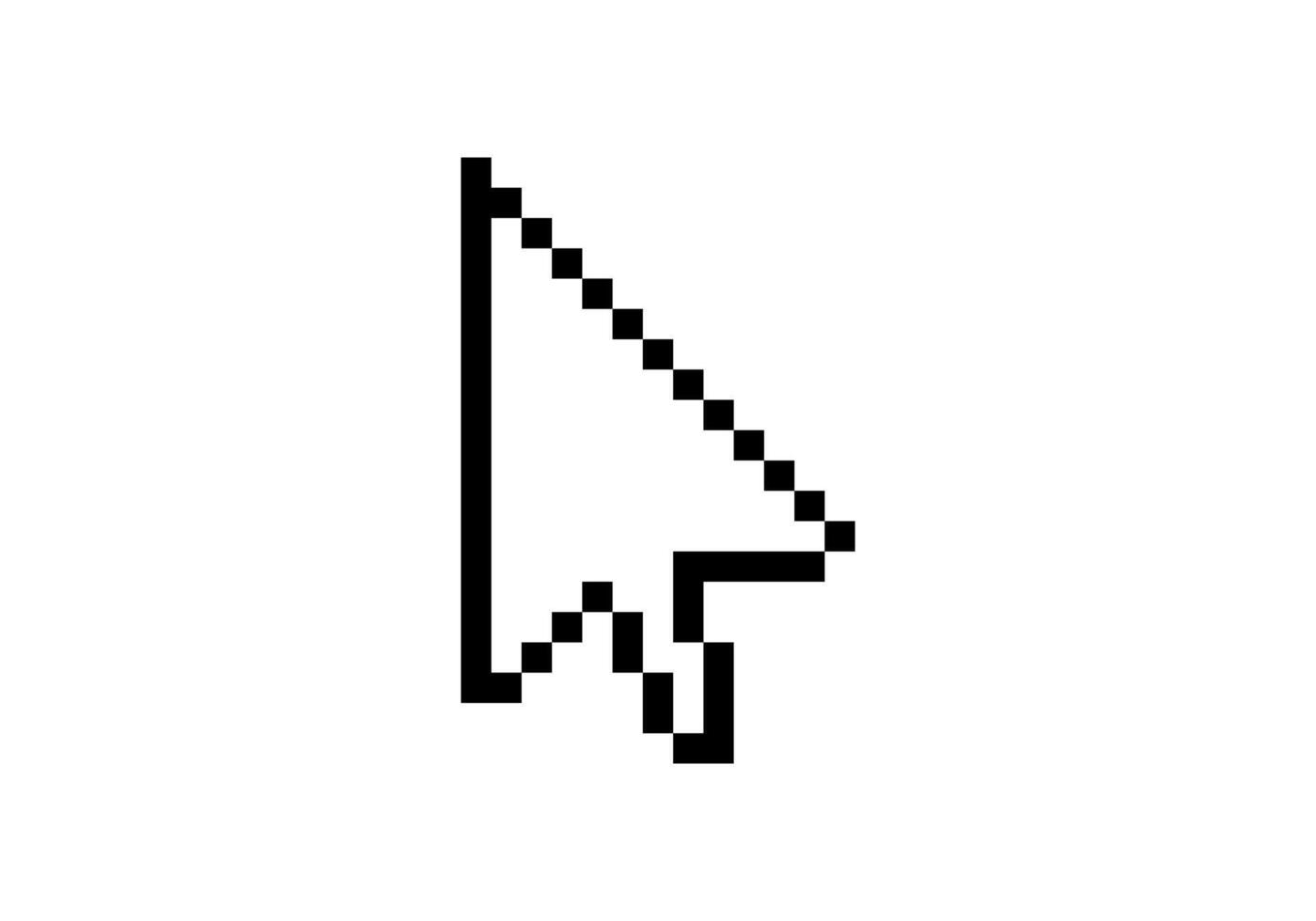 pixelado computadora ratón cursor icono en blanco vector