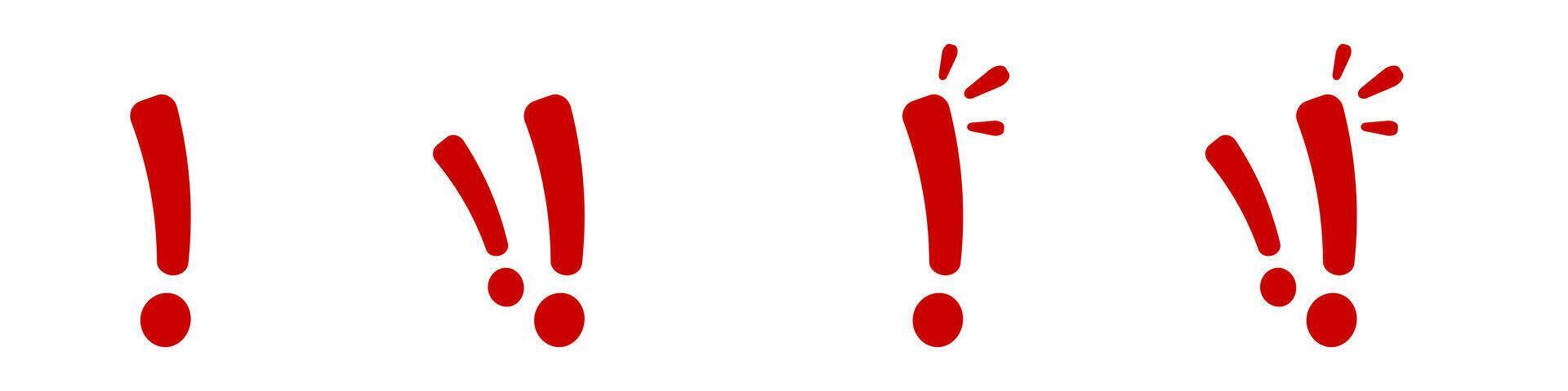 Red exclamation marks in various designs vector