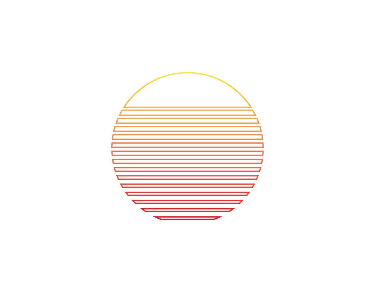 Retro sun circle with geometric lines in eighties style vector