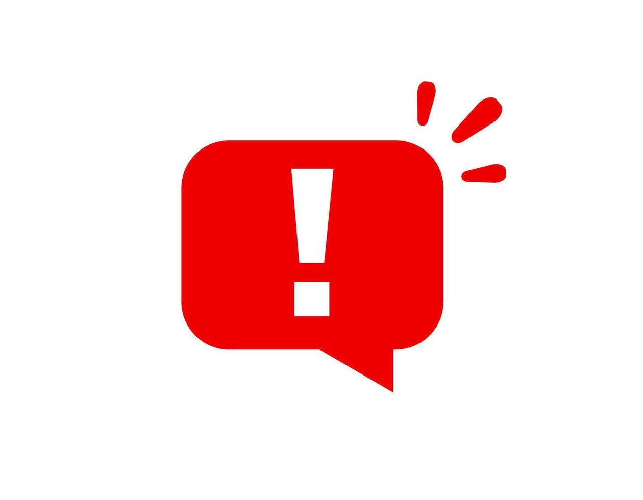 Red alert icon with exclamation mark in speech bubble vector