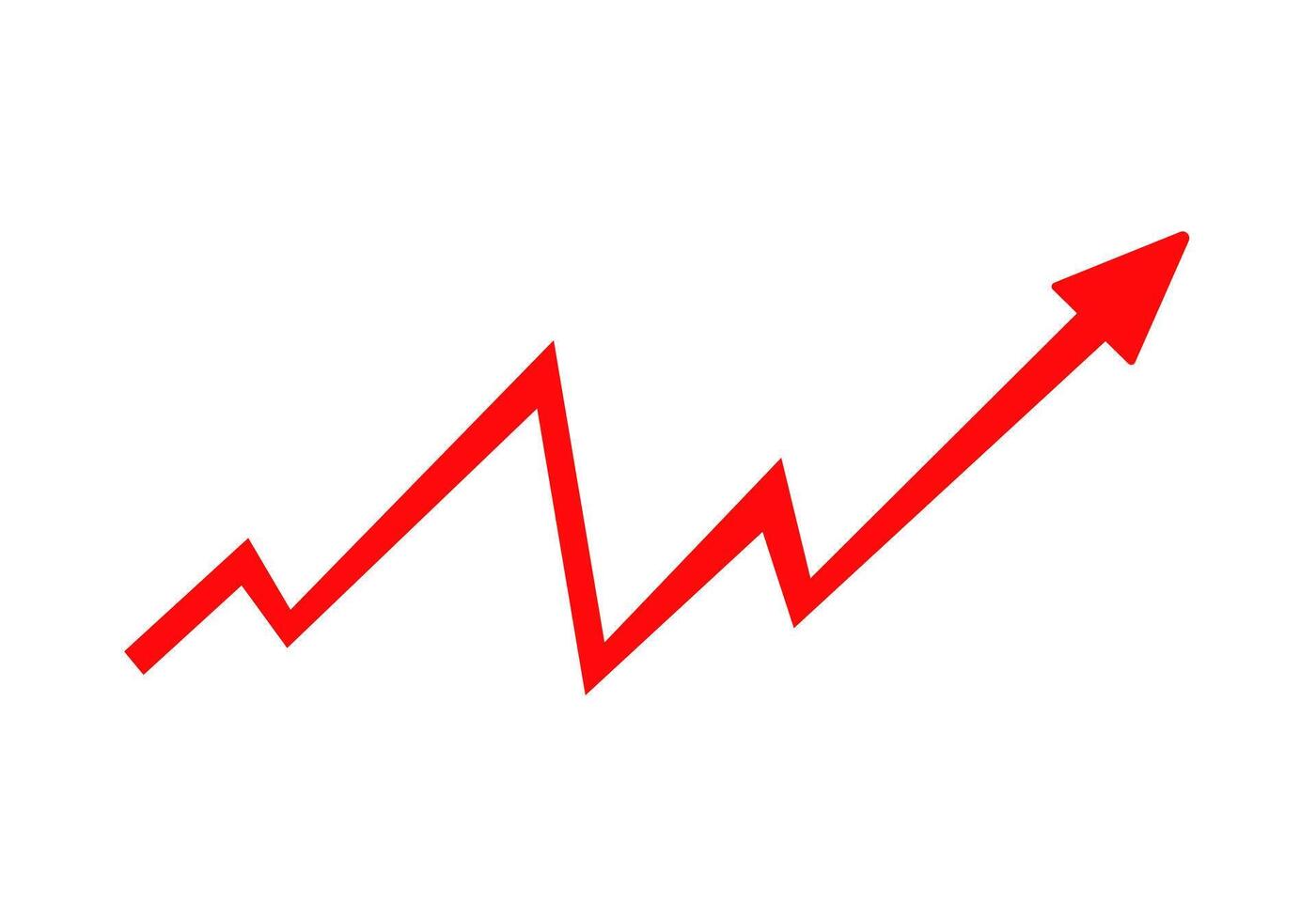 Red zigzag arrow pointing upward showing growth vector