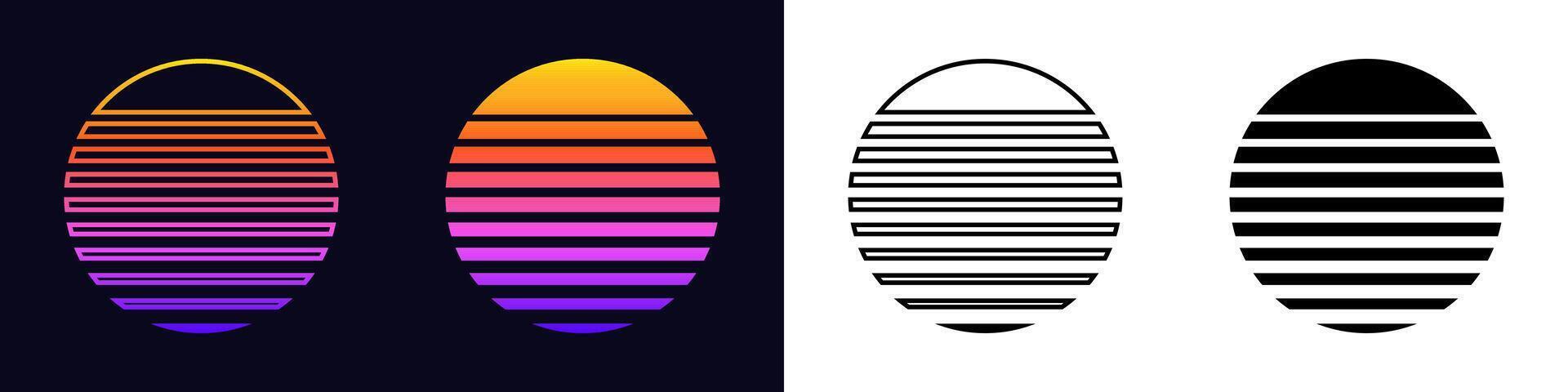 Colorful and monochrome striped ovals design vector
