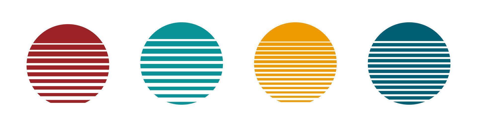 Colorful striped ovals aligned in a horizontal row vector