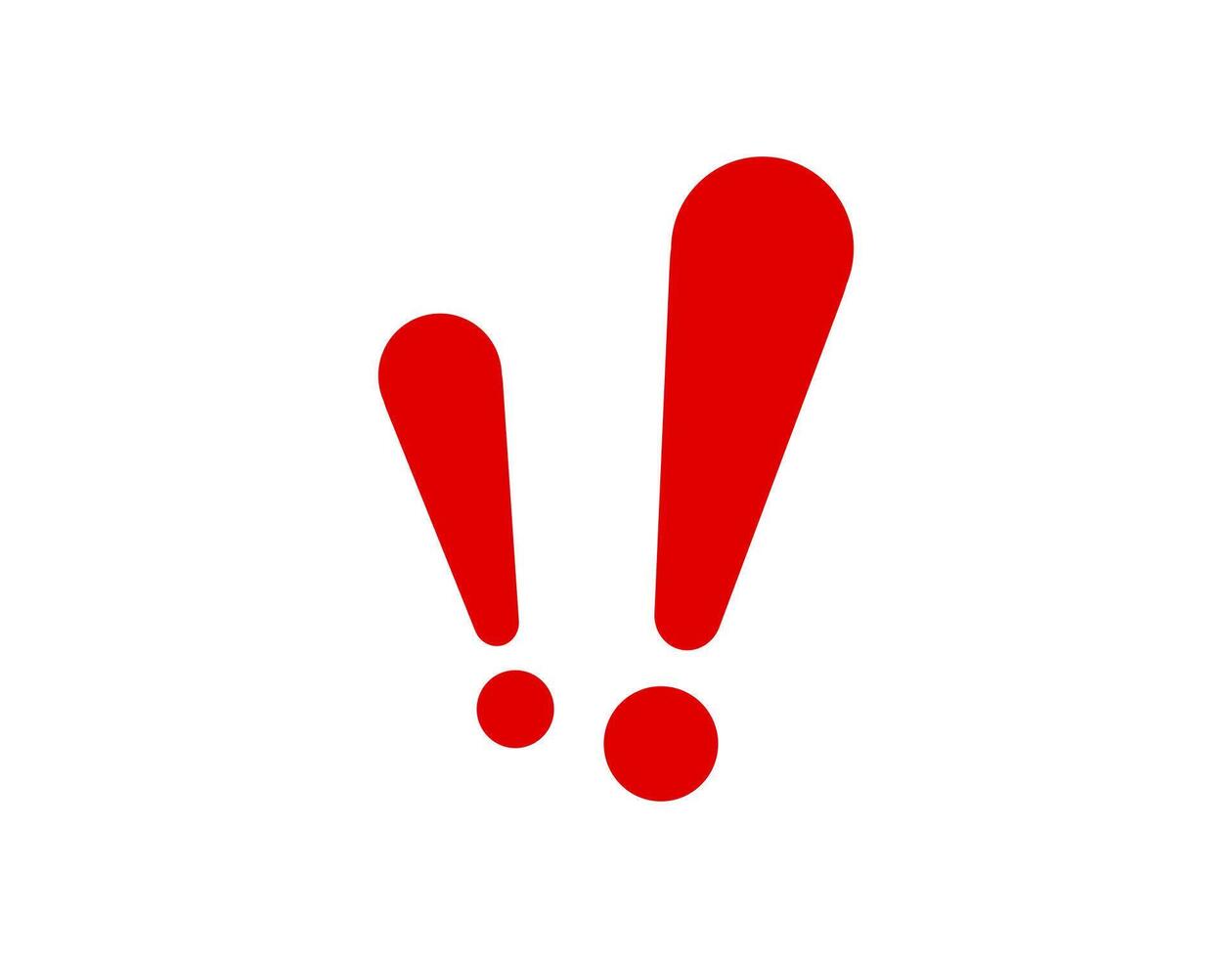 Red exclamation and dot on white vector