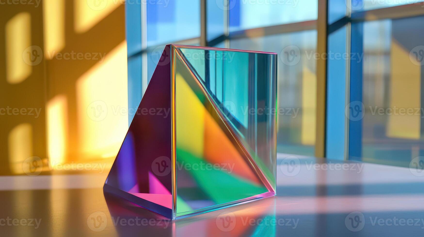 A colorful glass object sitting on a table photo