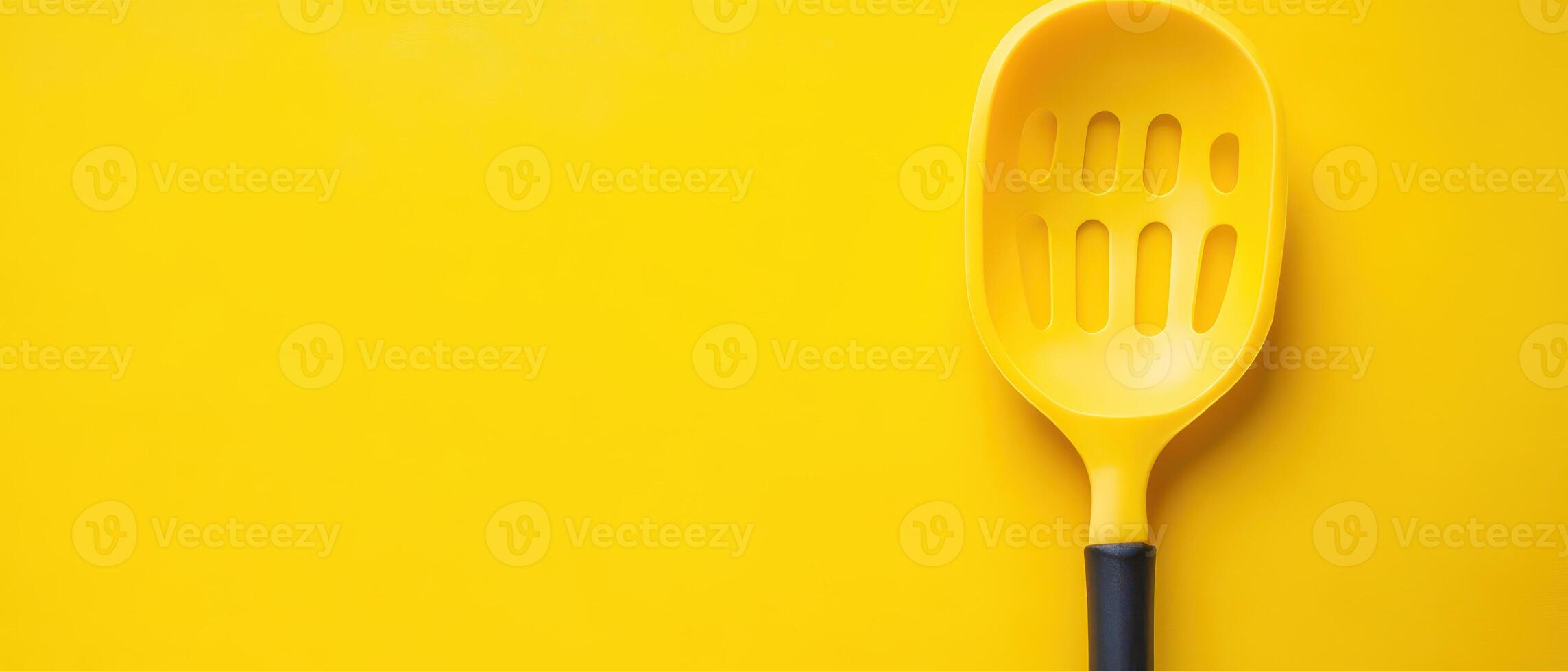 A yellow spatula on a yellow background photo