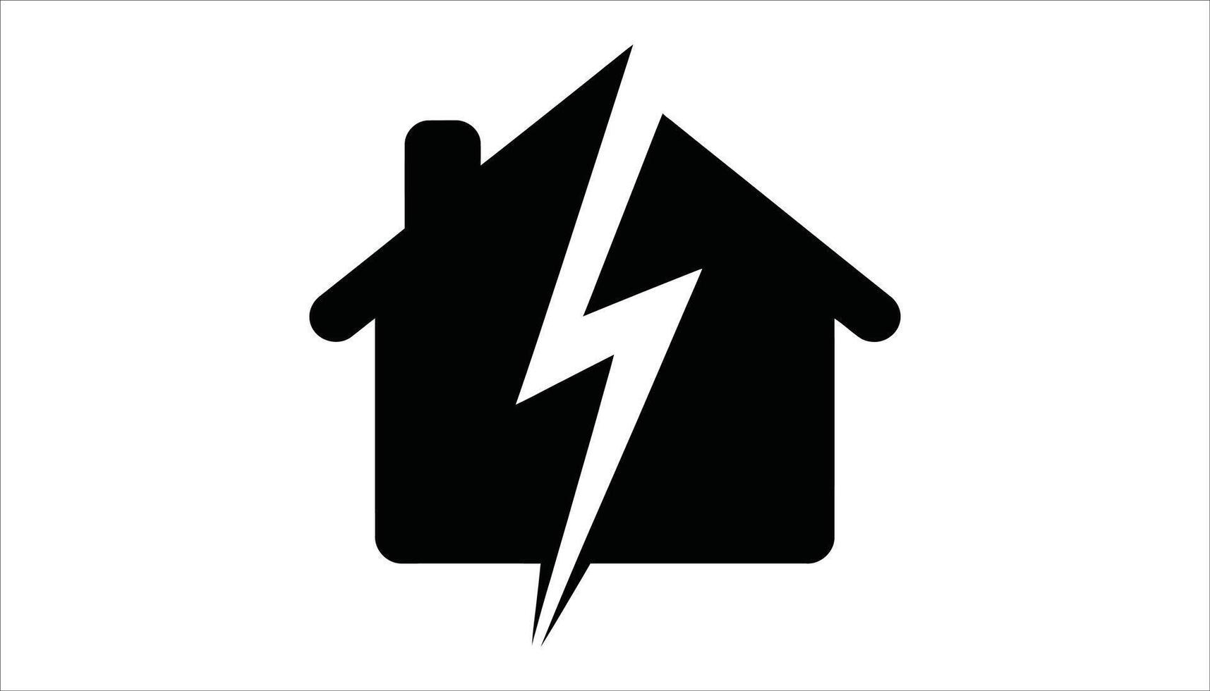 Black Silhouette Home with Thunderbolt Electricity or Disaster Symbol vector