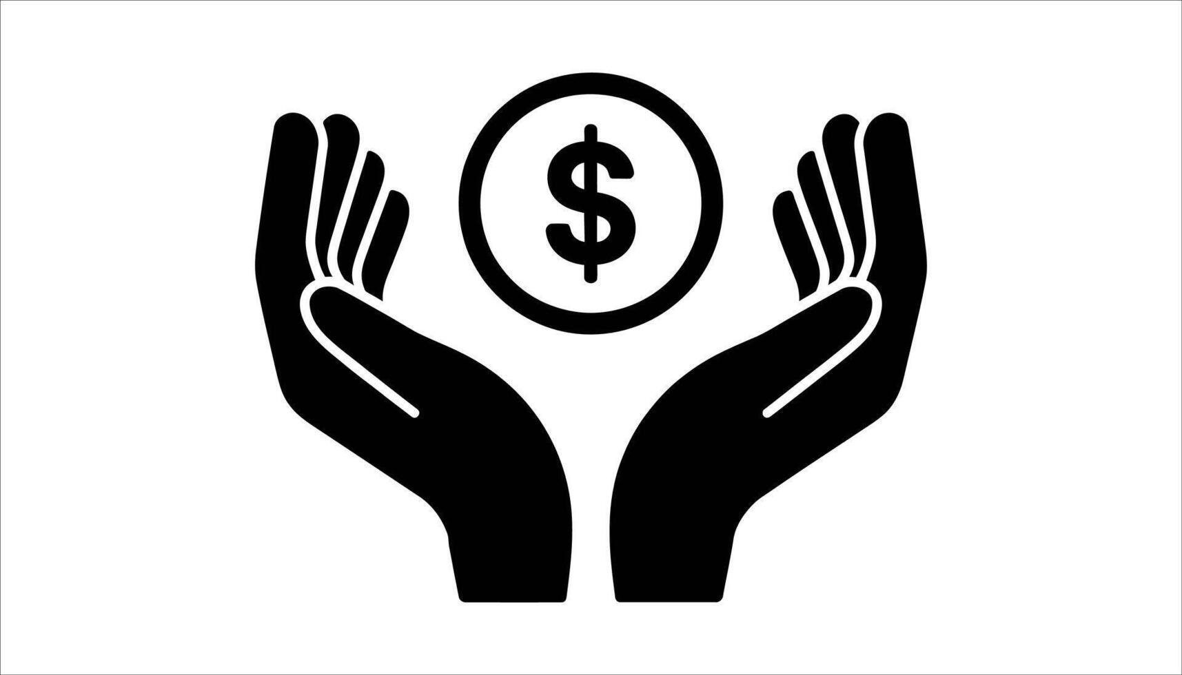 Financial Security and Savings Icon. Dollar Coin in Hands. vector