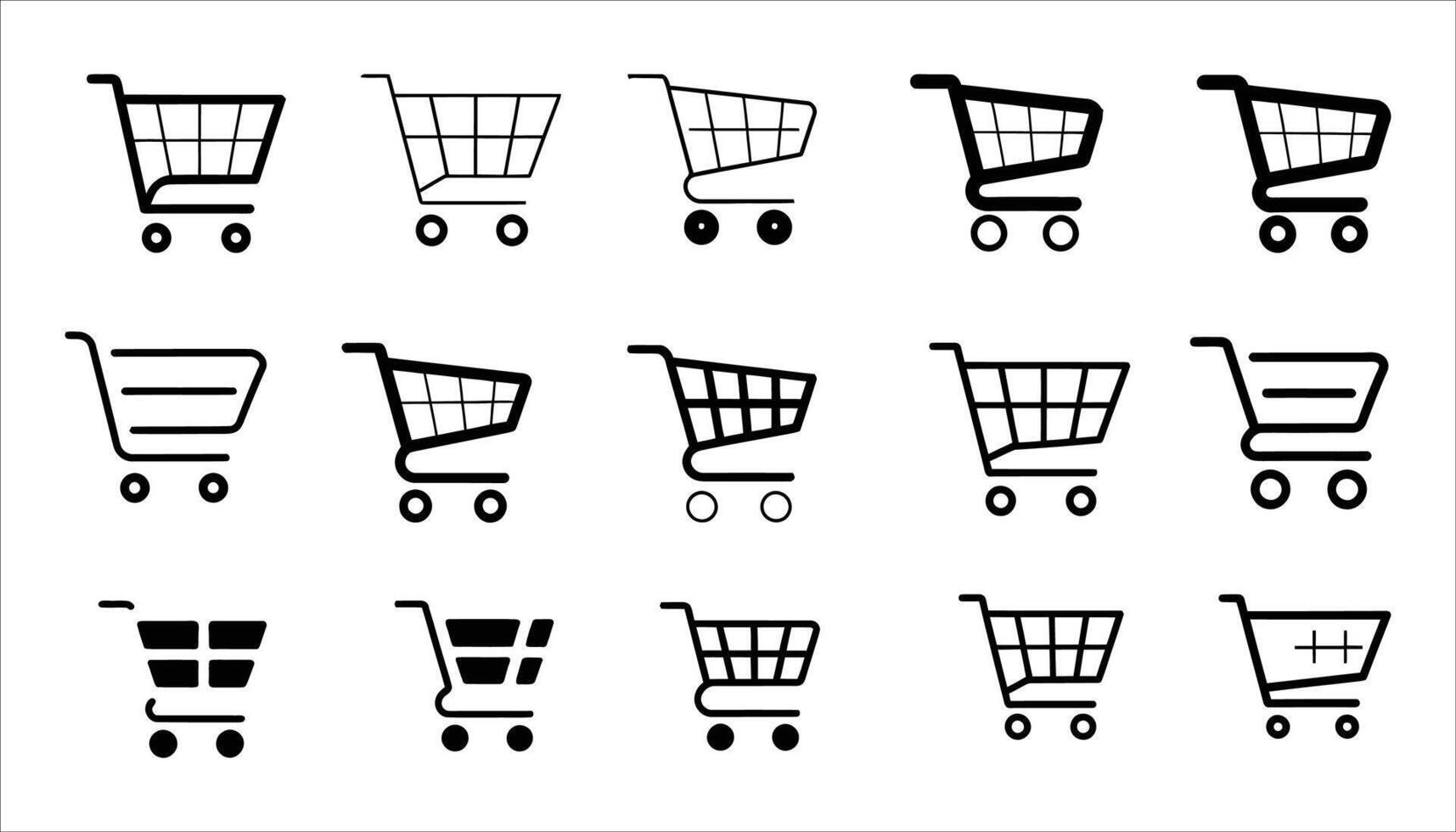 Shopping Cart Icon Set. E-commerce and Retail Basket Symbols vector
