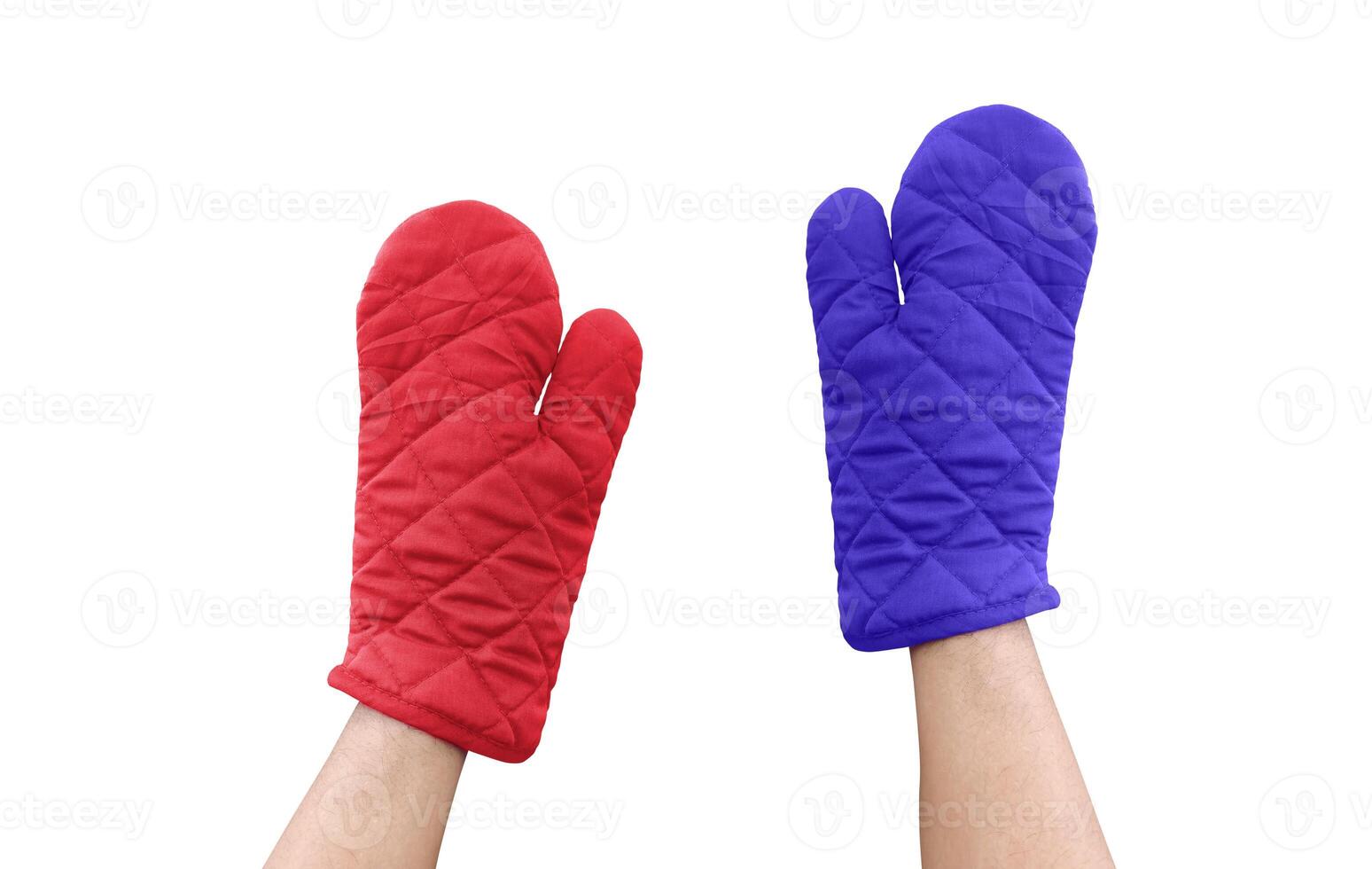 Heat Resistant Gloves, Blue and Red, Microwave Gloves. photo