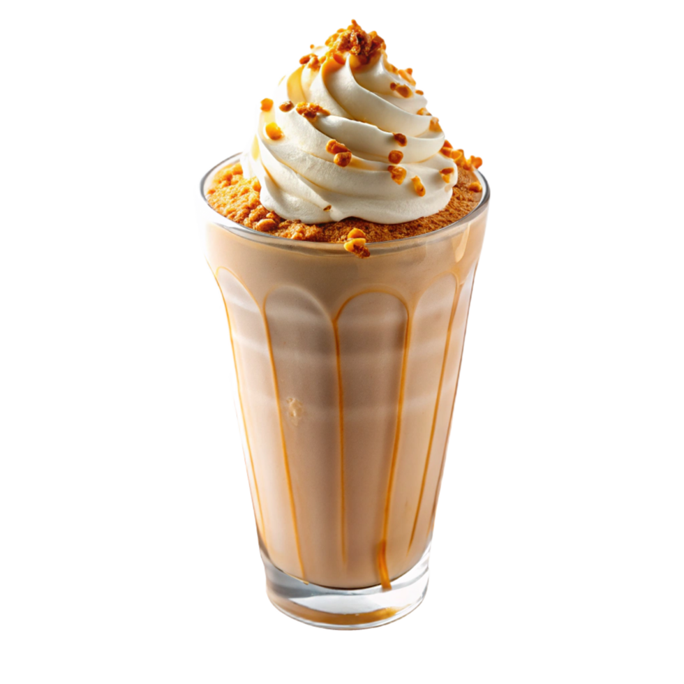 peanut butter milkshake is isolated on transparent background png