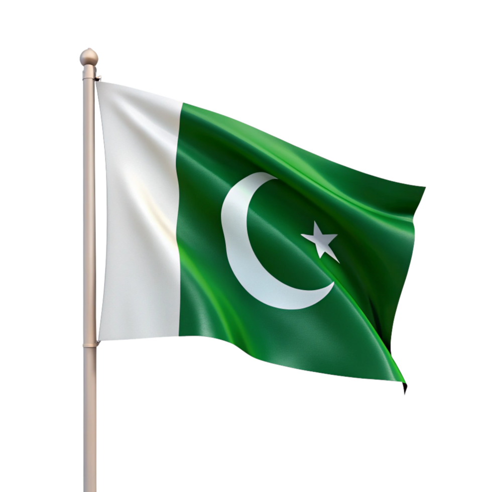 Pakistan flag with white and green colour is isolated on transparent background png