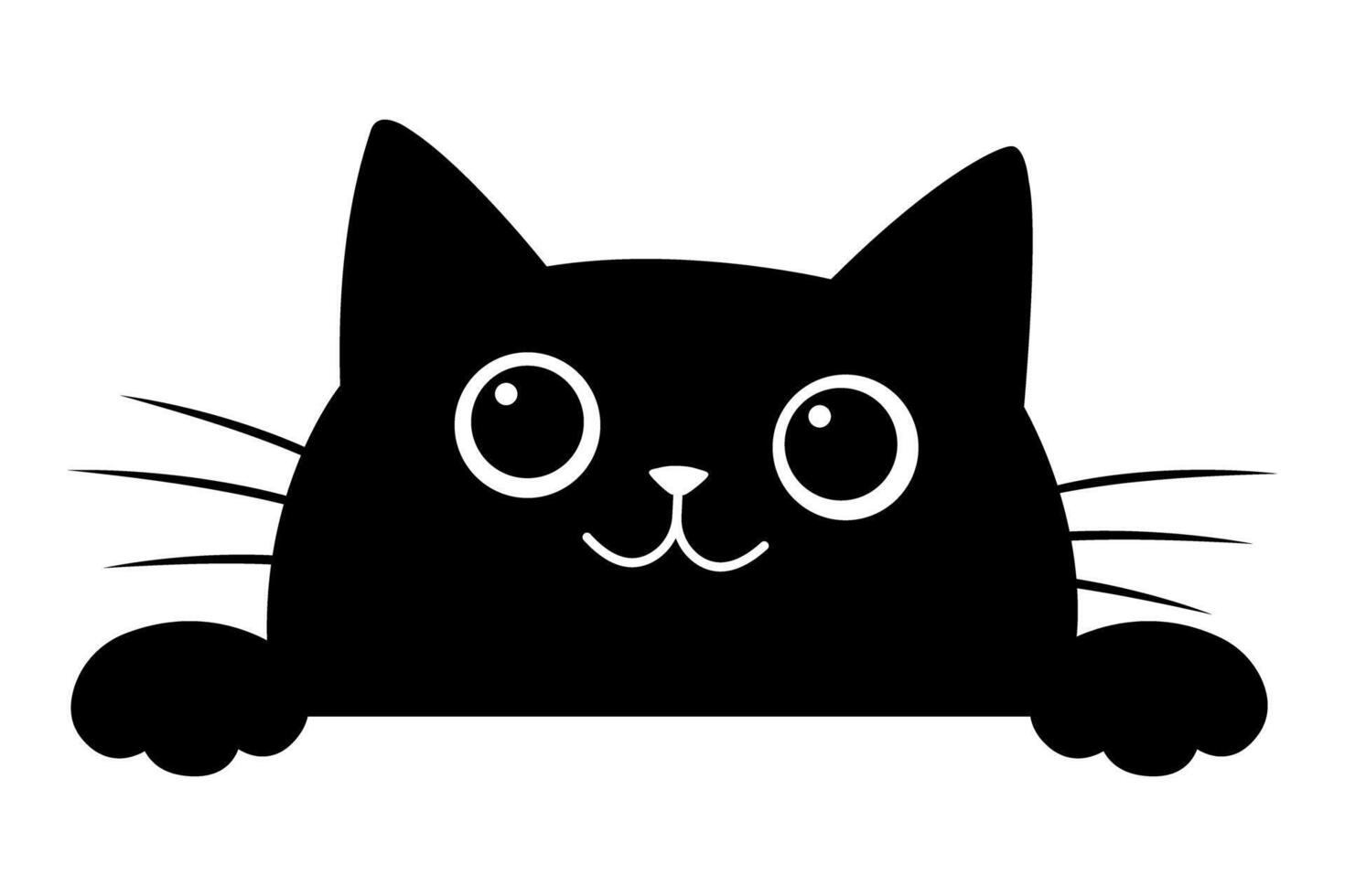 Silhouette of a Cute cat peeking illustration vector