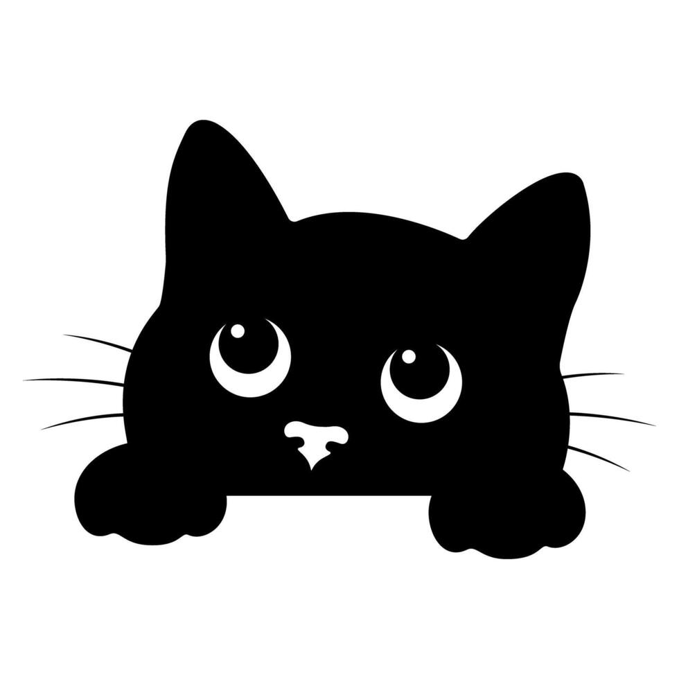 Silhouette of a cute cat peeking up illustration vector