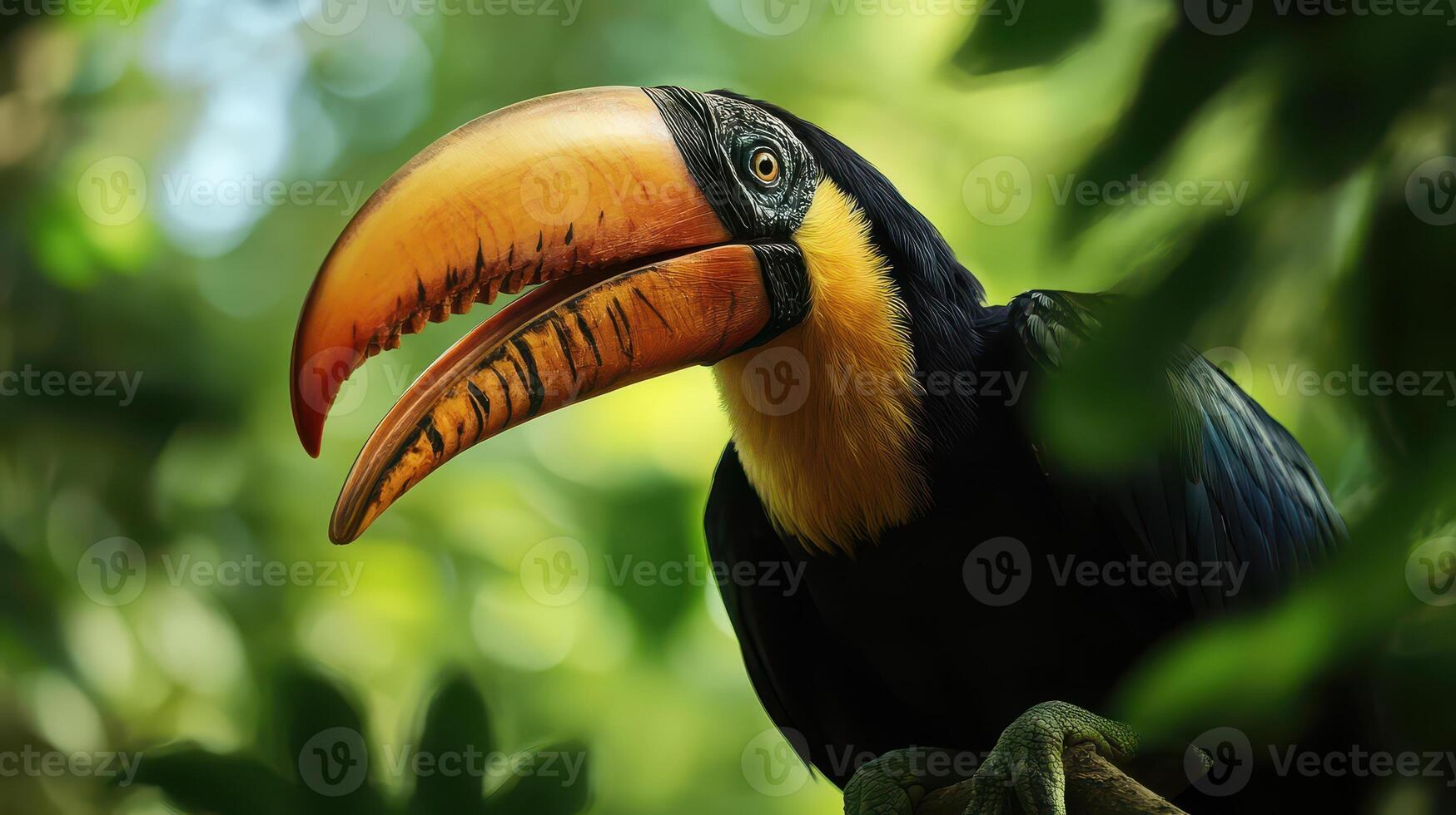 A toucan with a long beak and a large beak photo