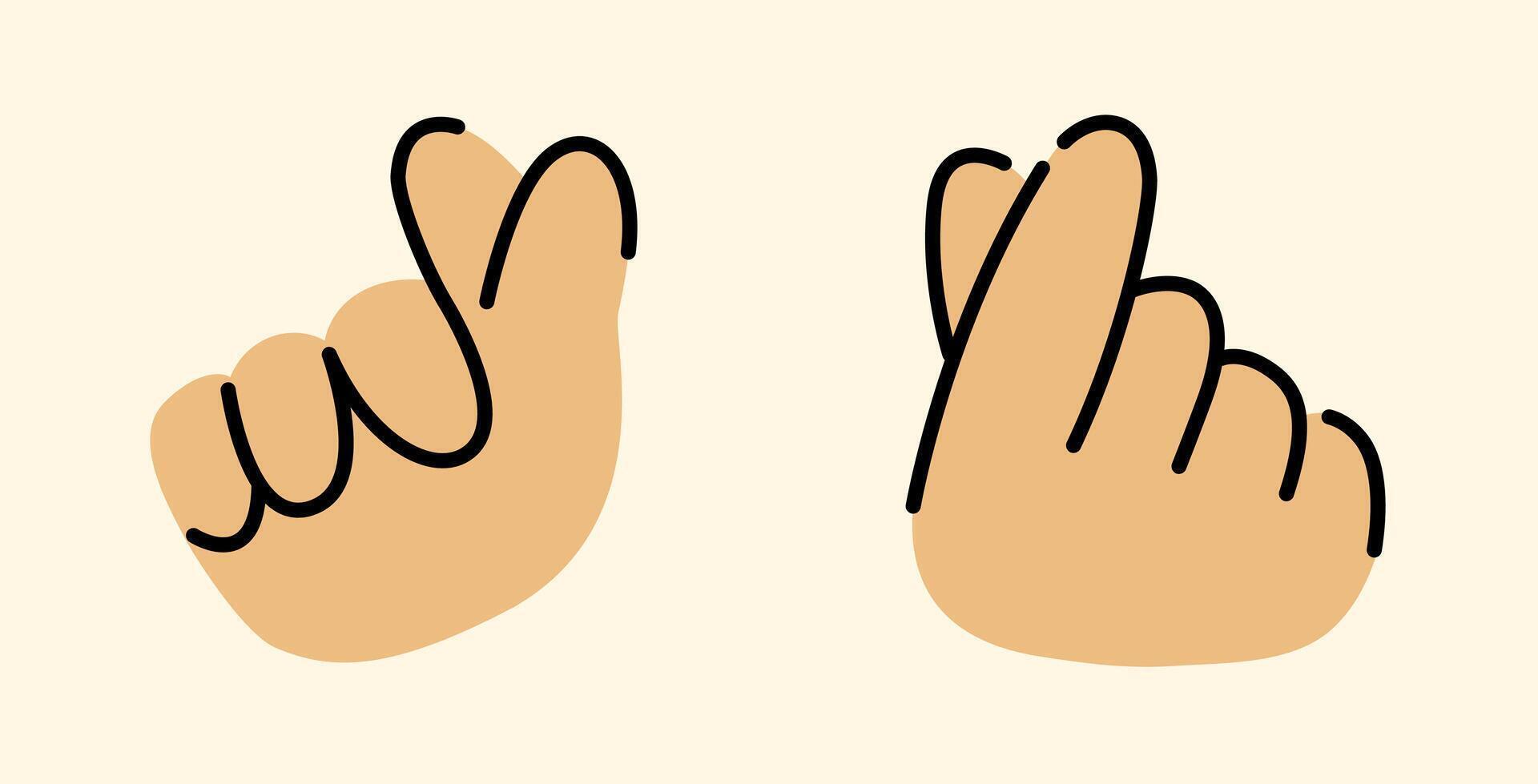 Illustration of Finger Heart Gesture, Love K-Pop Icon in a Minimalist and Casual Art Style, 2 Simple Cartoon Designs vector