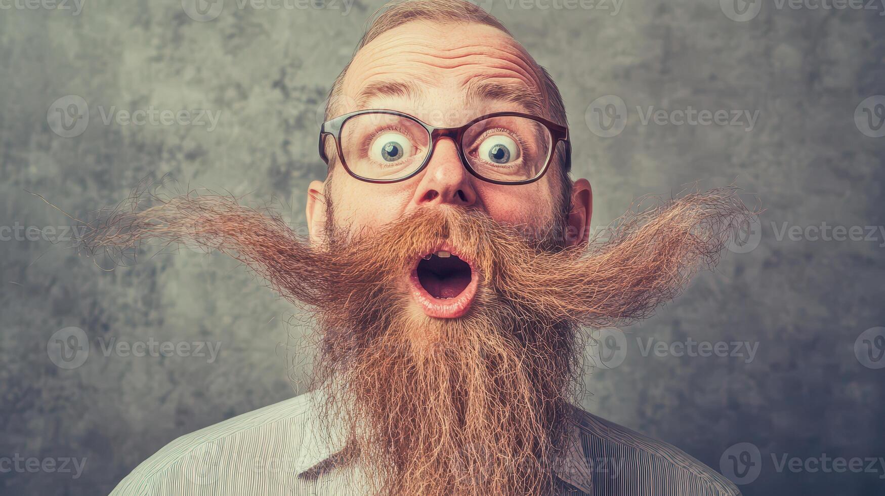 A man with a long beard and glasses photo