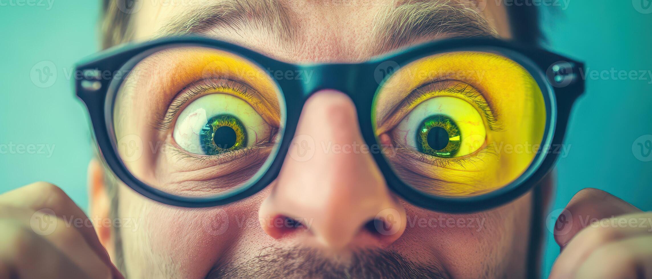 A man with glasses on his face photo