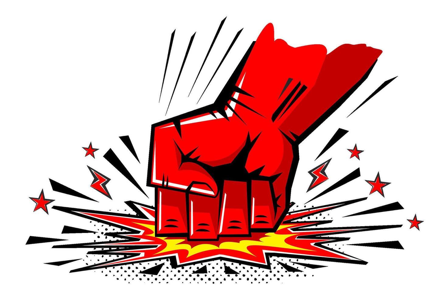 hit fist comic style vector