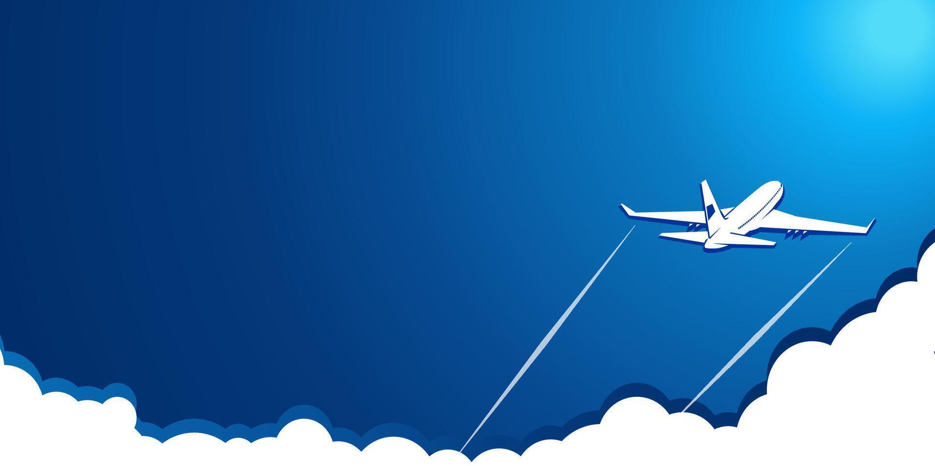 airplane in blue sky above the clouds vector