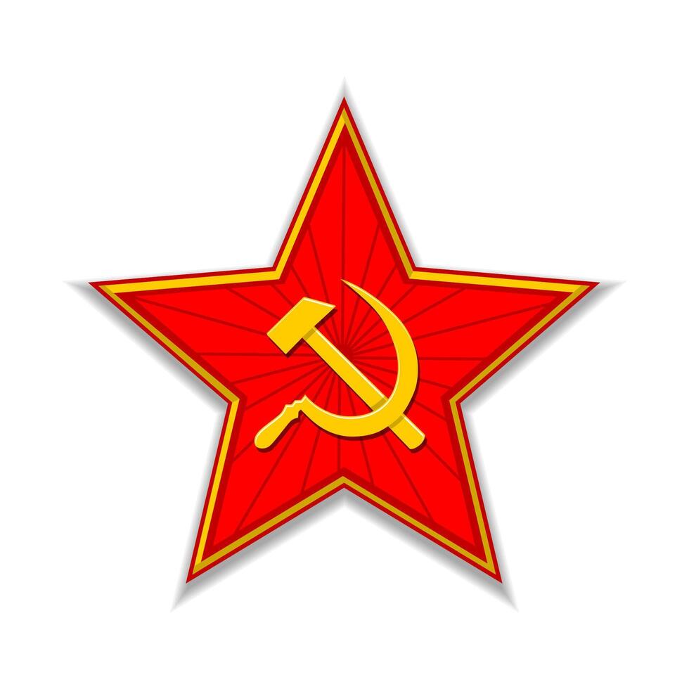 Soviet soldiers red star with hammer and sickle vector