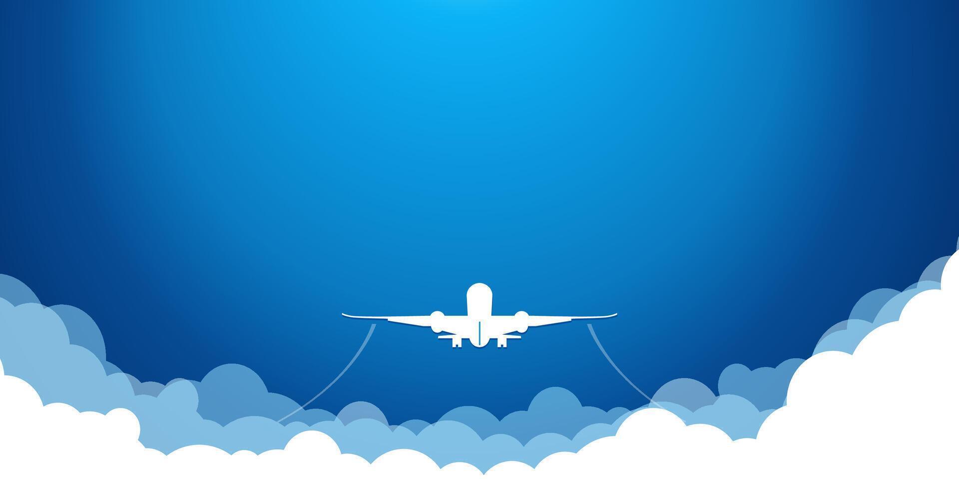 airplane in blue sky fly above the clouds vector