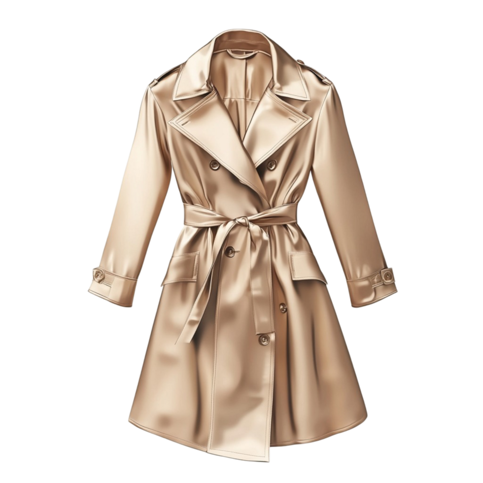 Classic Brown Trench Coat With A Tailored Fit And Stylish Buttoned Closure png