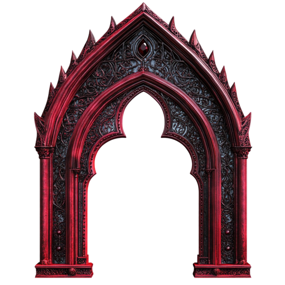 Majestic Red Archway With Ornate Details Representing Timeless Architectural Beauty png