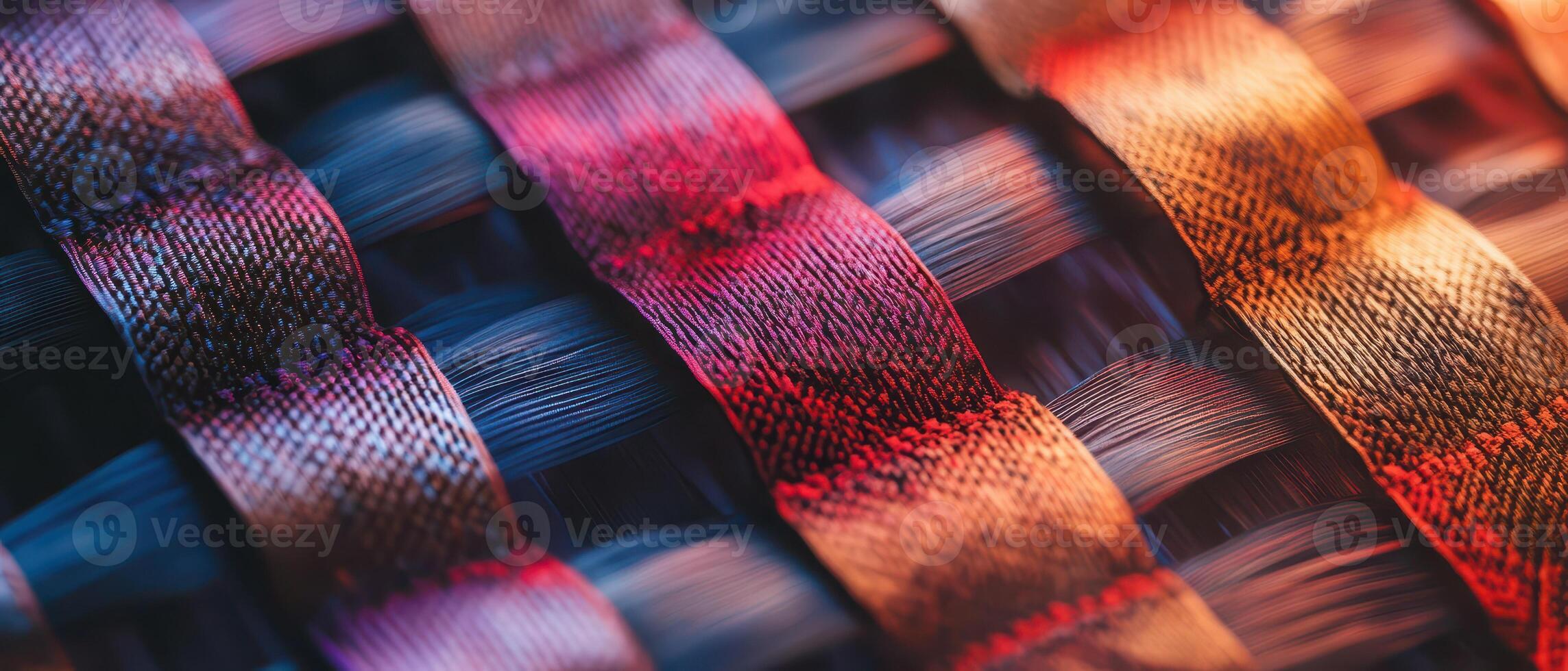 Close up of a woven fabric with different colors photo