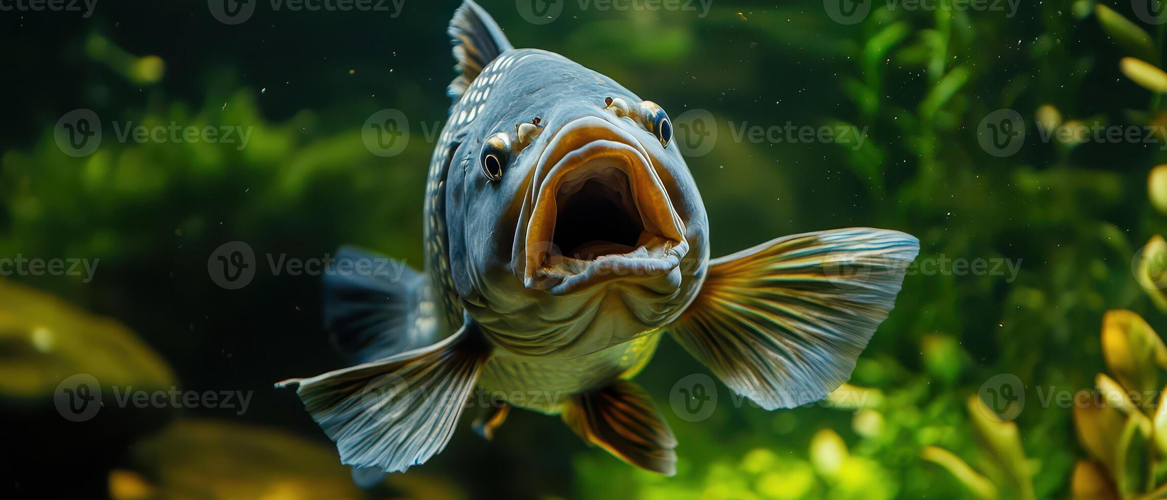 An image of a fish with its mouth open photo