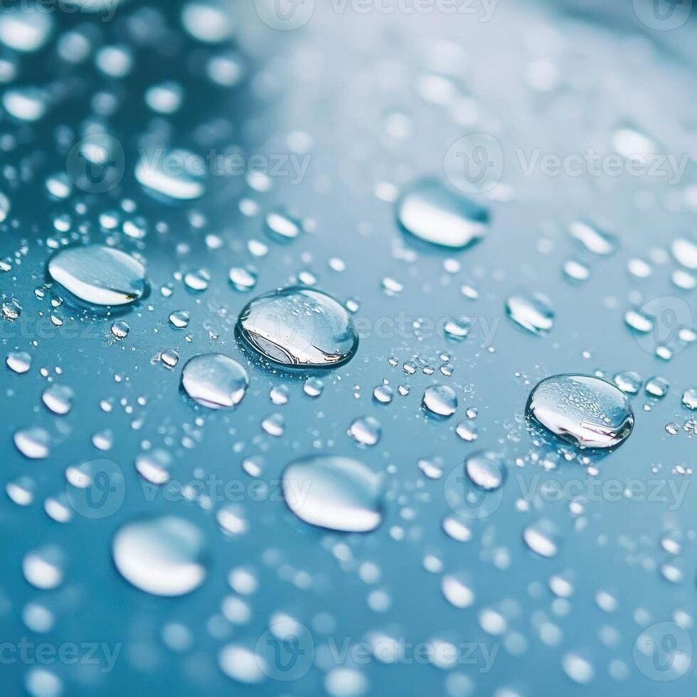 Water droplets on a blue surface photo