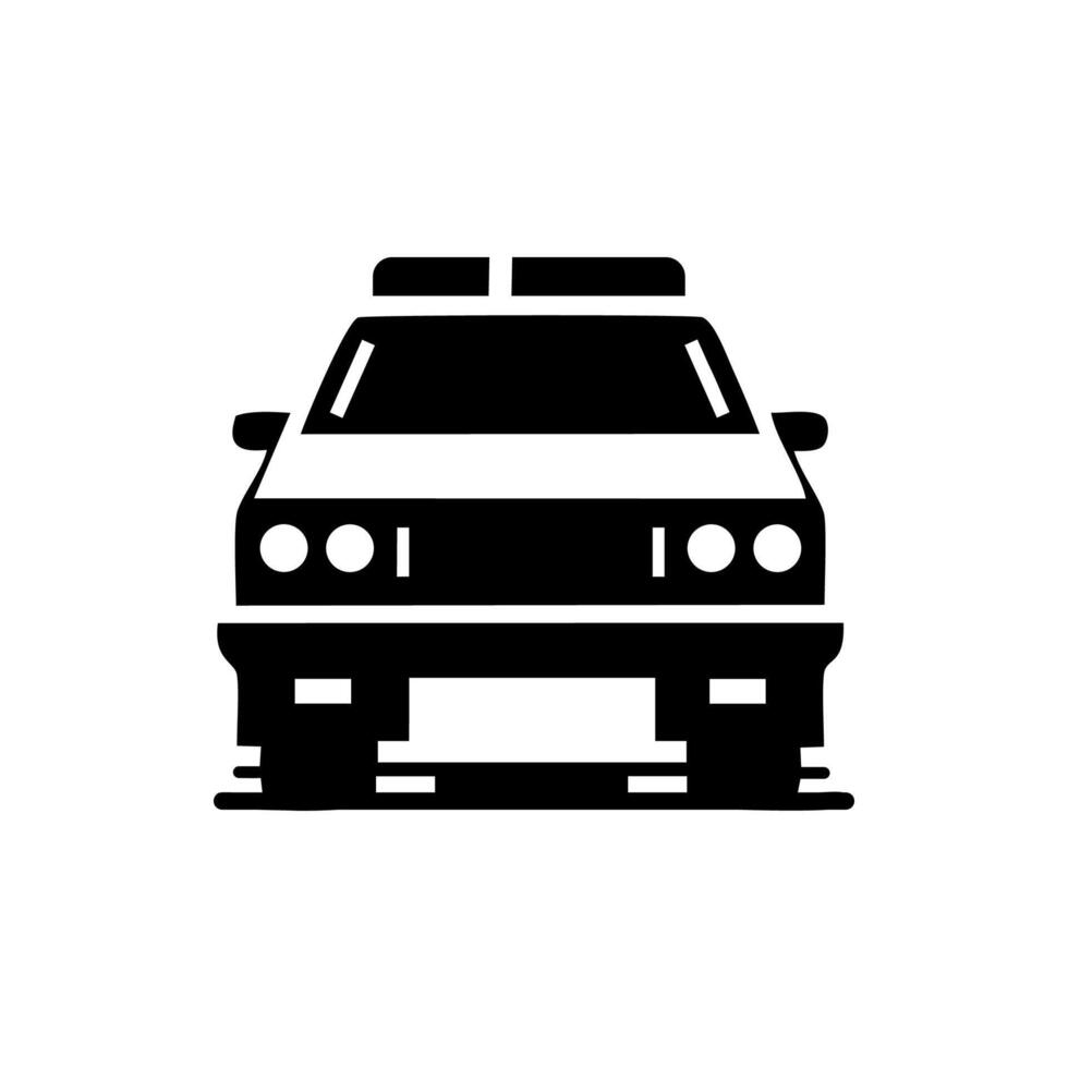 A black and white police car icon on a white background vector