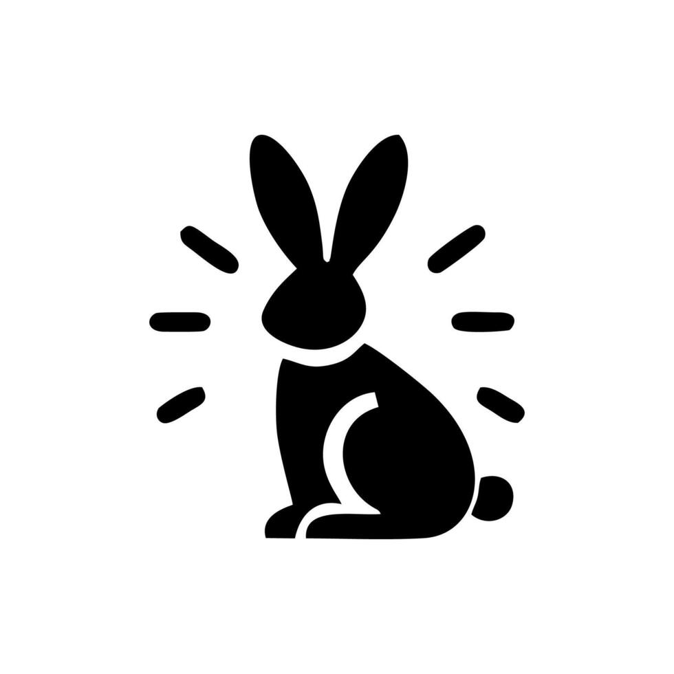 A black and white illustration of a rabbit vector