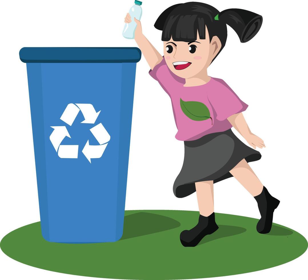 illustration of an Eco-Friendly Child Promoting Environmental Awareness through Recycling. vector