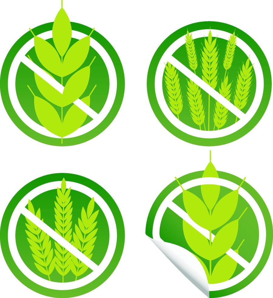 Gluten free stickers on white background. Gluten free label for product packaging design element. vector