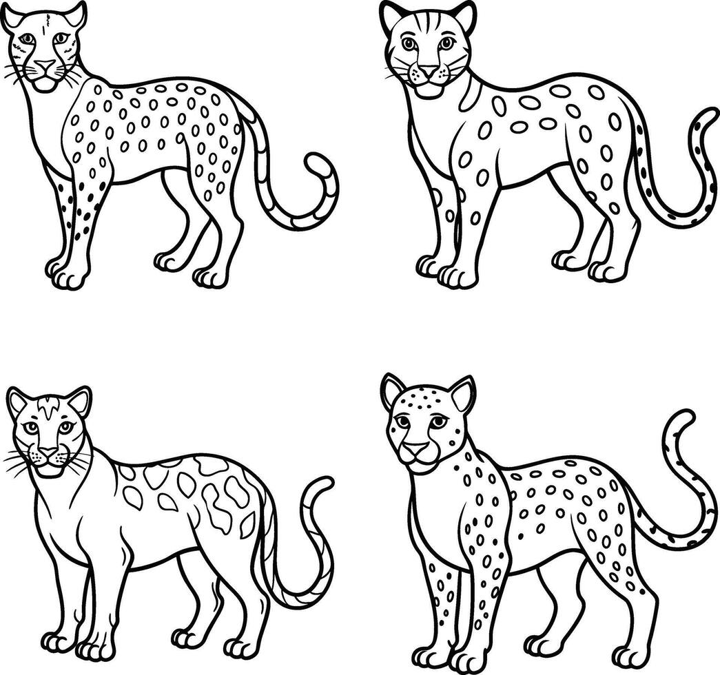 Feline Illustration Set Adorable Cat Line Art Collection vector