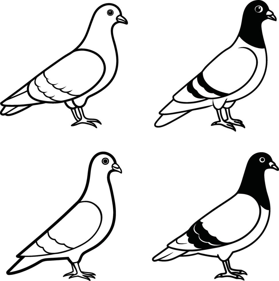 Line Art Bird Illustration Pack Outline Drawing Collection of Birds vector