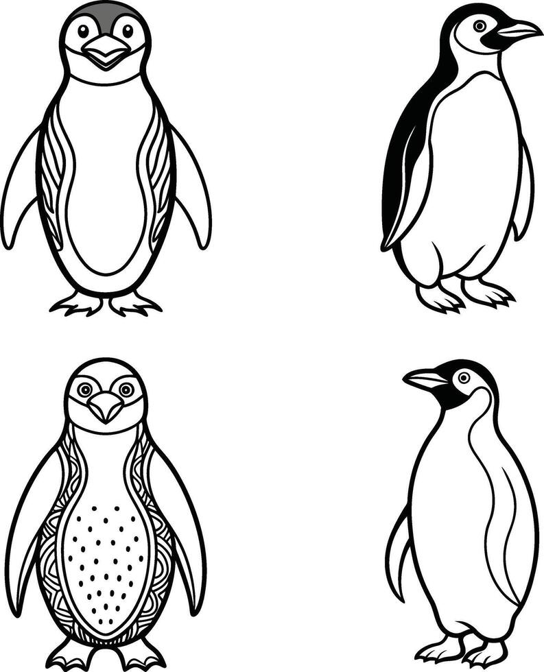 Compilation of bird line drawing color sheets vector