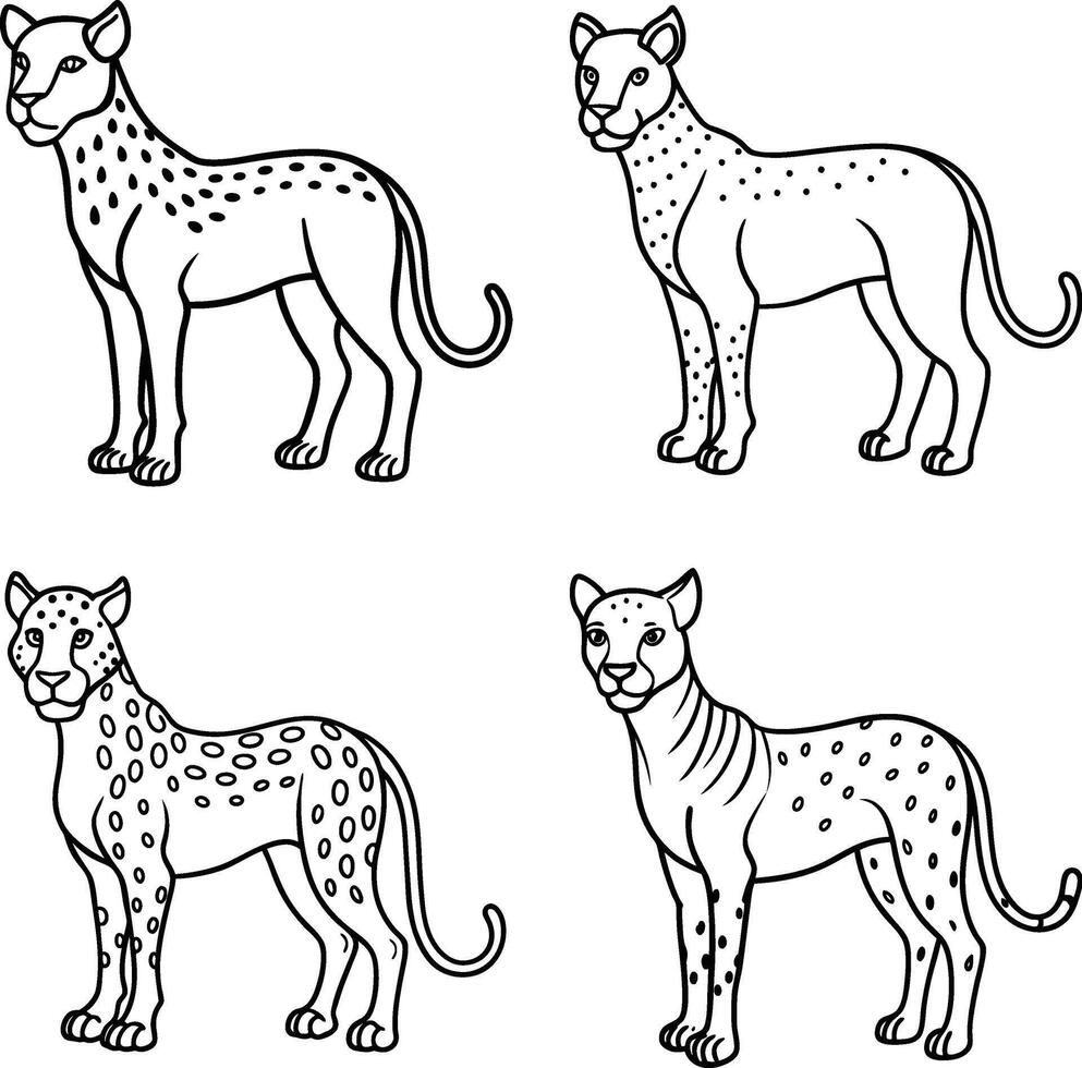 Cat Drawing Set Cute Feline Outline Illustration Collection vector