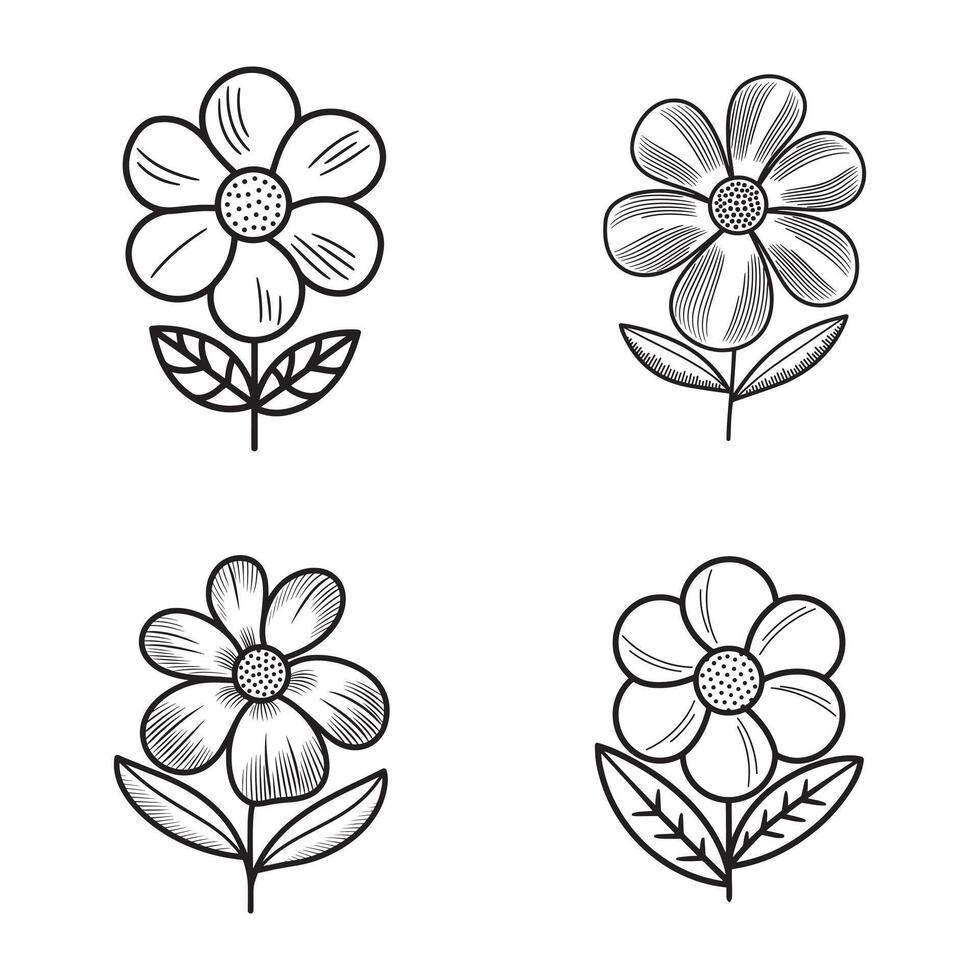 Bold Simplicity Minimalistic Black and White Line Flower vector