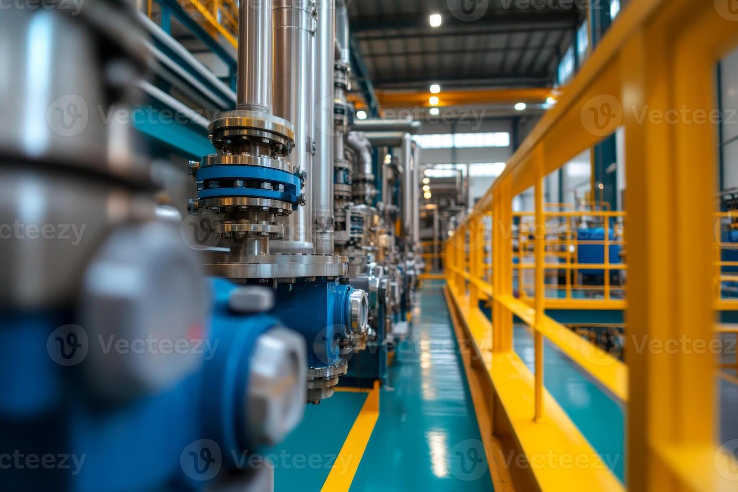 Industrial facility showcasing processing equipment and piping layout in a modern manufacturing environment photo
