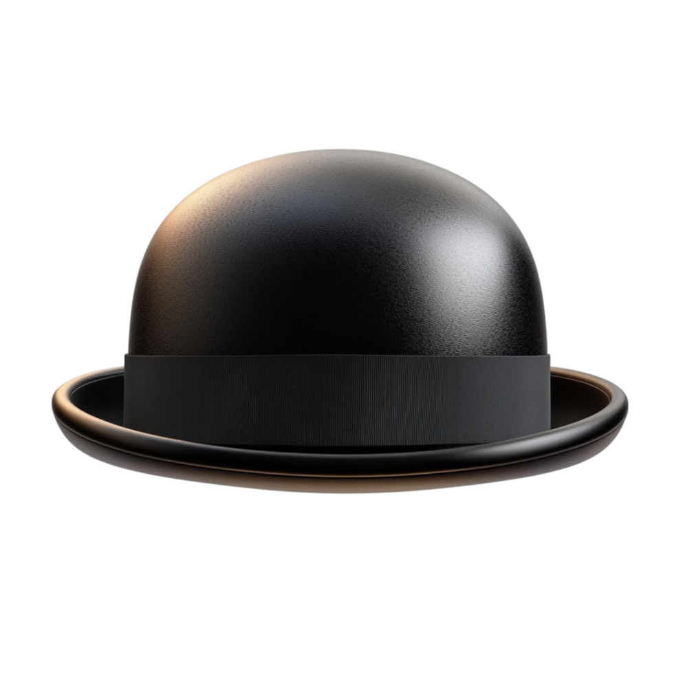A black bowler hat on transparent background png