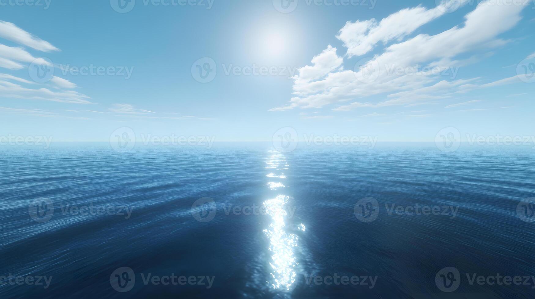 Smooth blue ocean rippling gently under a vibrant, cloudless sky in calm serenity photo