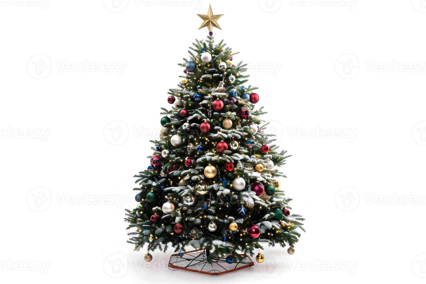 Christmas tree isolated on a white background symbolizing holiday cheer and festive spirit photo
