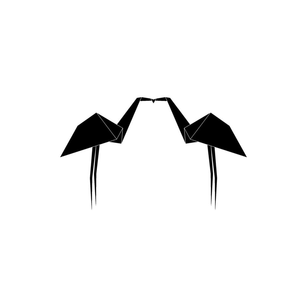 Pair Flamingo Shape Inspired by Origami Form, can use for Logo, Pictogram, Endangered Animals Figure, Website, Apps, or Graphic Design Element. Simple Eye Catching vector