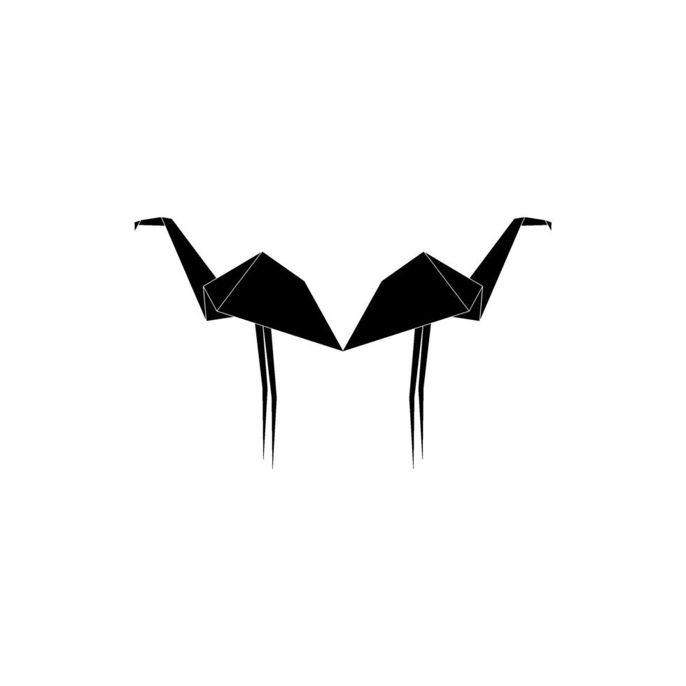 Pair Flamingo Shape Inspired by Origami Form, can use for Logo, Pictogram, Endangered Animals Figure, Website, Apps, or Graphic Design Element. Editable vector