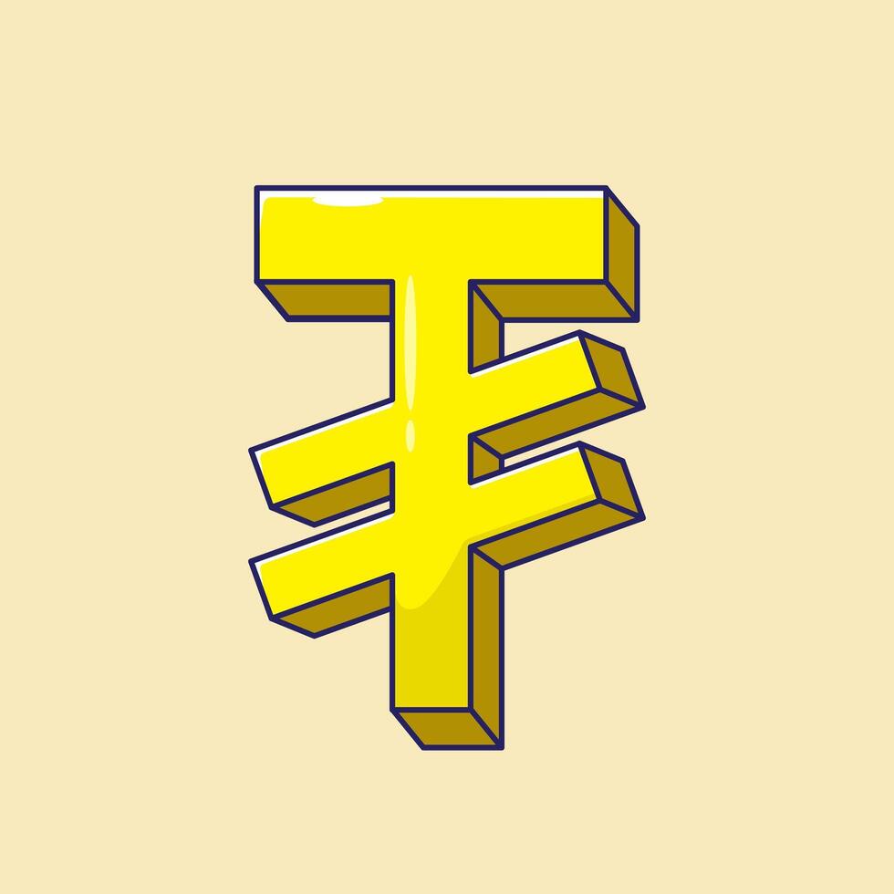 Mongolian currency symbol illustration icon mascot isolated with flat style concept. Tugrik currency symbol vector