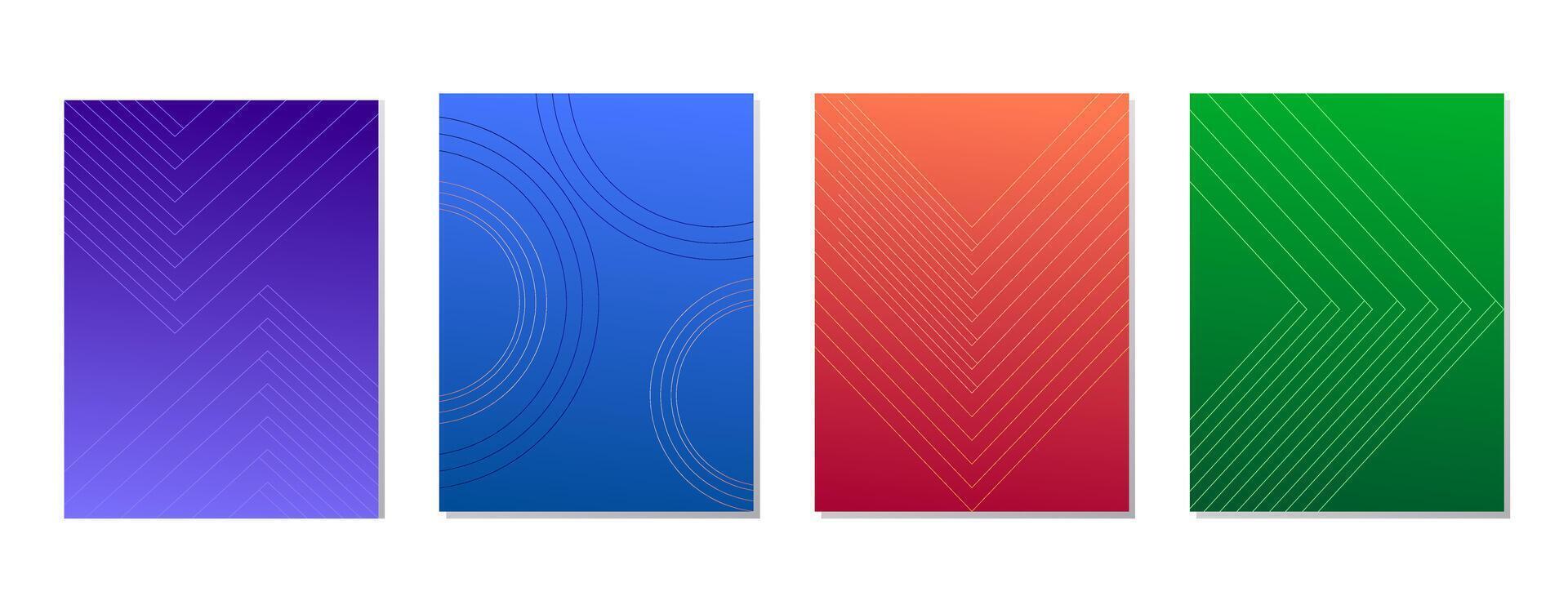 SET ABSTRACT GRADIENT BACKGROUND WITH LINES DESIGN vector