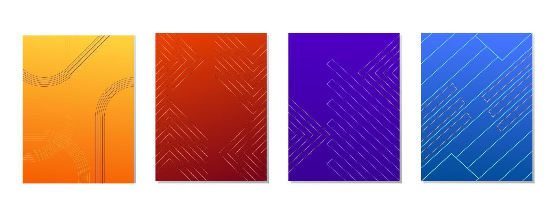 SET ABSTRACT GRADIENT COLORFUL BACKGROUND WITH LINES DESIGN vector