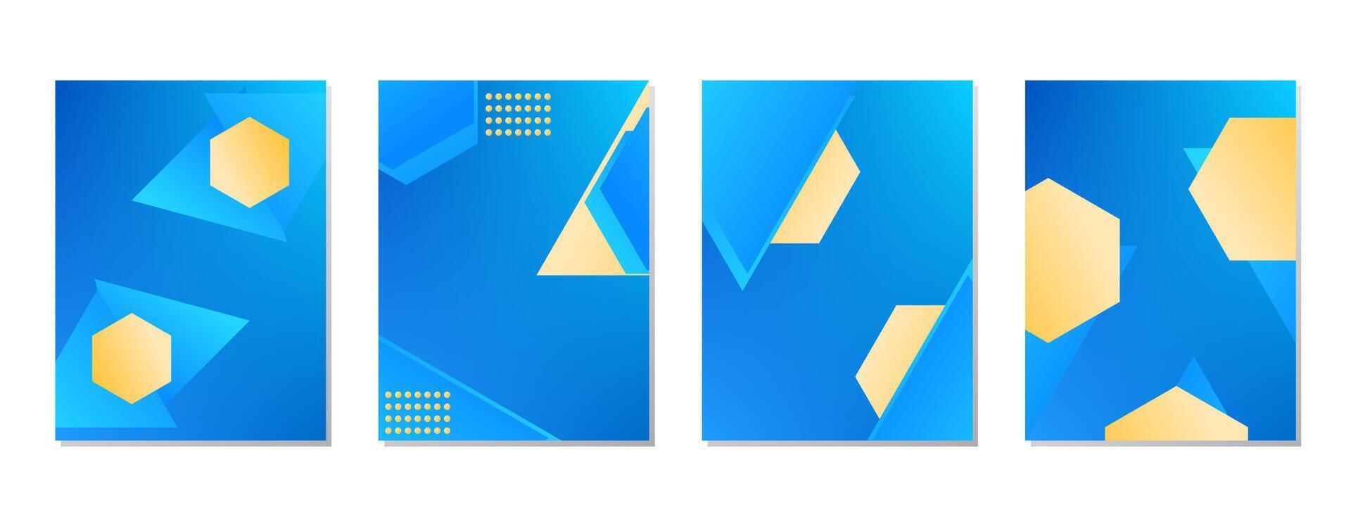 SET GRADIENT BLUE ORANGE COLOR. POSTER BACKGORUND WITH GEOMETRIC SHAPES DESIGN vector